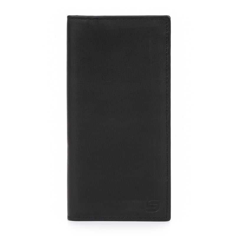 Men's Genuine Leather XL Checkbook Wallet Black Open View
