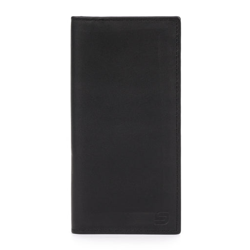 Men's Genuine Leather XL Checkbook Wallet Black Open View