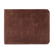 Men's Hunter Leather Bifold Wallet Chestnut Color Open Card Slots