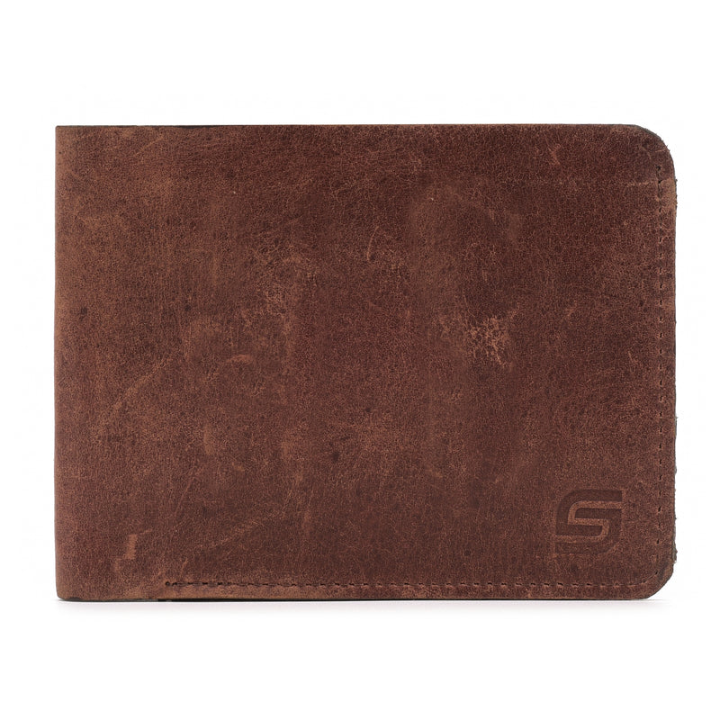 Men's Hunter Leather Bifold Wallet Chestnut Color Open Card Slots