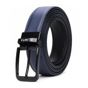 Men's Genuine Leather Reversible Belt Jet Black Buckle Detail