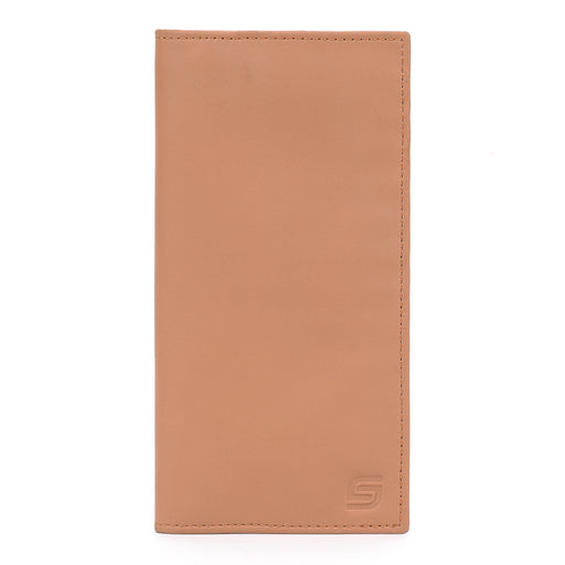 Men's Genuine Leather XL Checkbook Wallet Beige 16 Card Slots