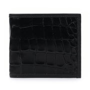 Men's Genuine Leather Bifold Wallet with Coin Pocket Black Croco Pattern