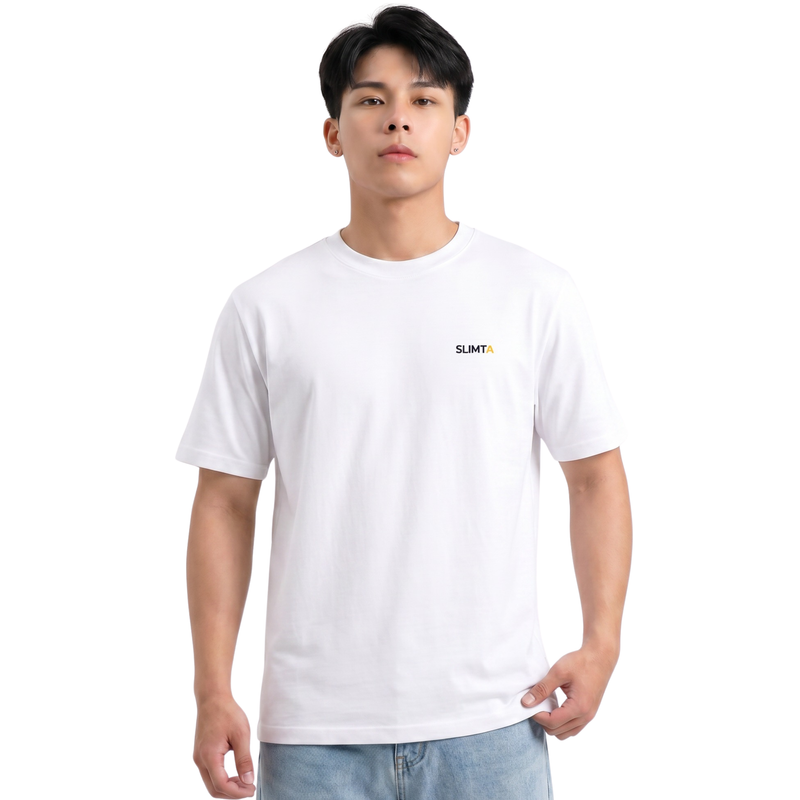 SLIMTA Men's Dry Fit T-Shirt – Crisp White | Lightweight Moisture-Wicking Crew Neck Tee | Everyday Casual & Active Wear