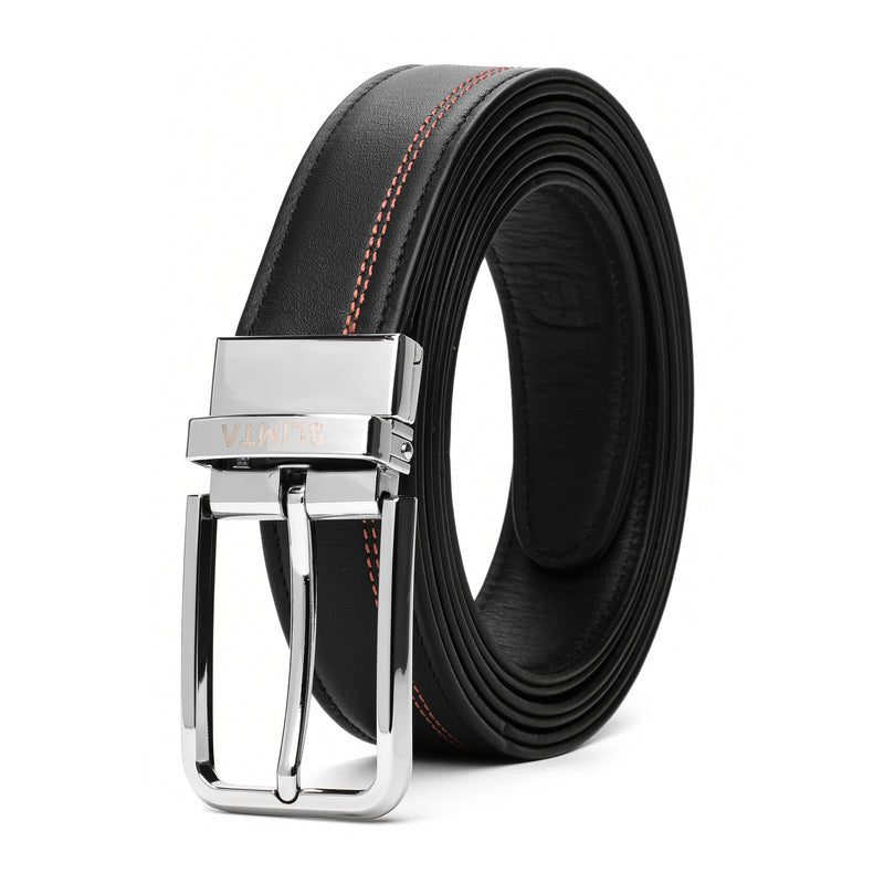 Men's Genuine Leather Reversible Belt Dark Brown Classic Design