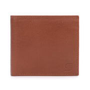 Men's Genuine Leather Bifold Wallet with Coin Pocket Tan Color Open View