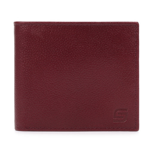 Men's Genuine Leather Bifold Wallet with Coin Pocket Burgundy Color