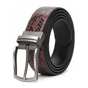 Men's Genuine Leather Reversible Belt Wine and Black Combination