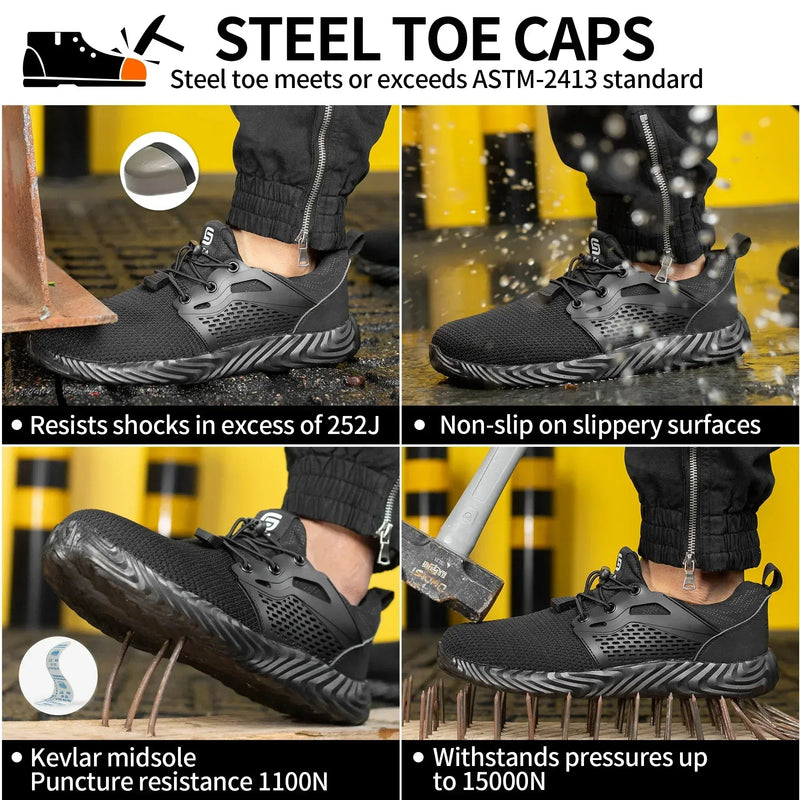 223 Ryder Black Safety Shoes - SLIMTA
