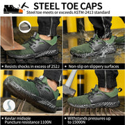 223 Ryder Green Safety Shoes – Steel Toe, Anti-Slip & Lightweight - SLIMTA