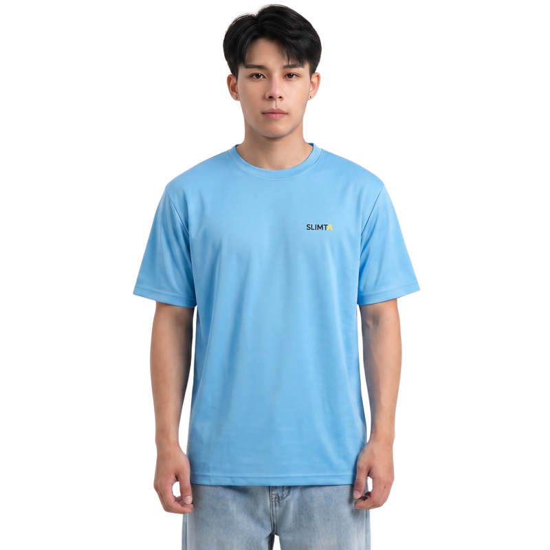 SLIMTA Men's Dry Fit T-Shirt – Sky Blue | Lightweight Moisture-Wicking Crew Neck Tee | Everyday Casual & Active Wear