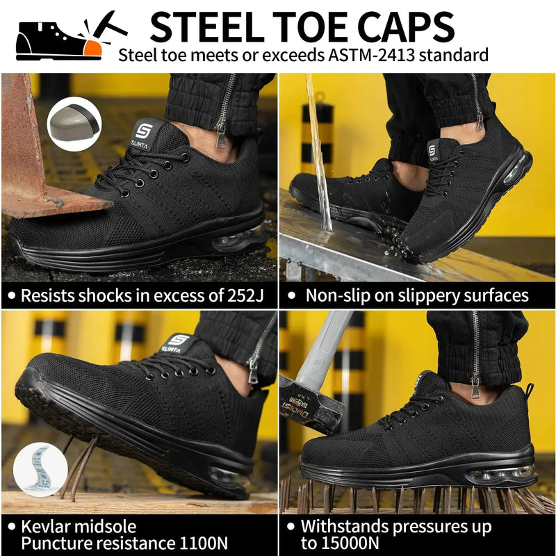 333 Flyer Black Safety Shoes - SLIMTA