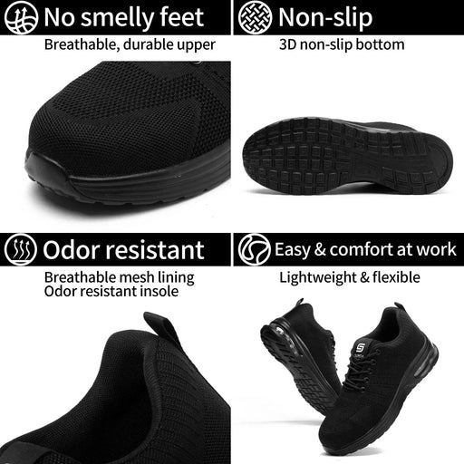 333 Flyer Black Safety Shoes - SLIMTA