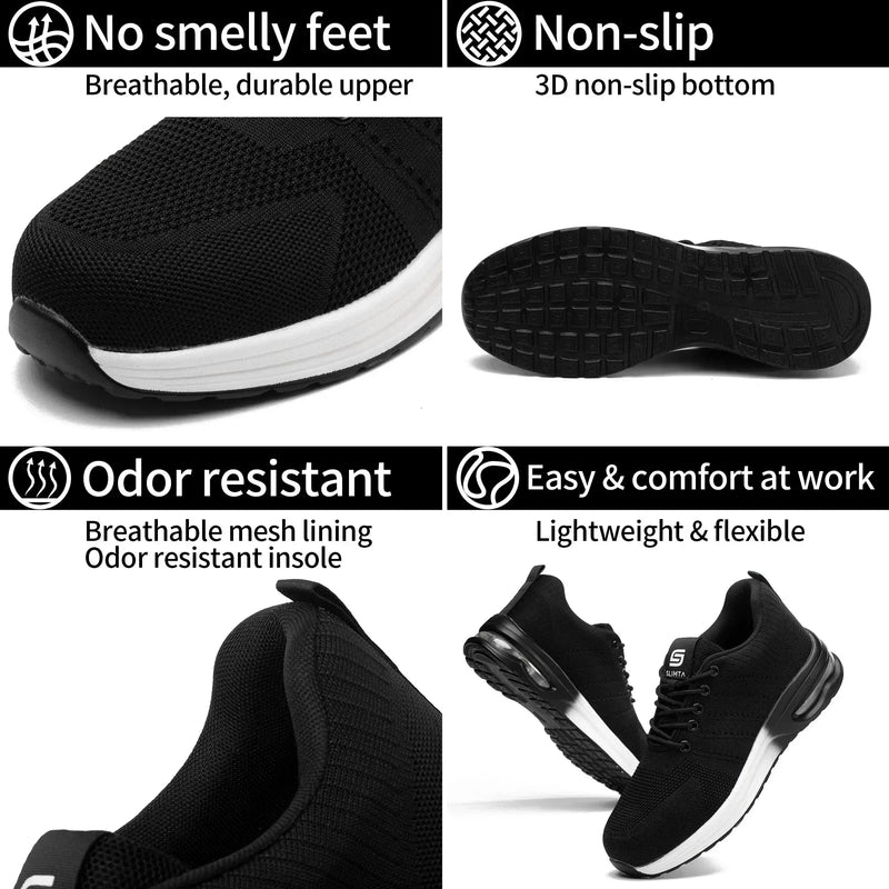 Flyer White Safety Shoes – Lightweight Steel Toe Comfort - SLIMTA