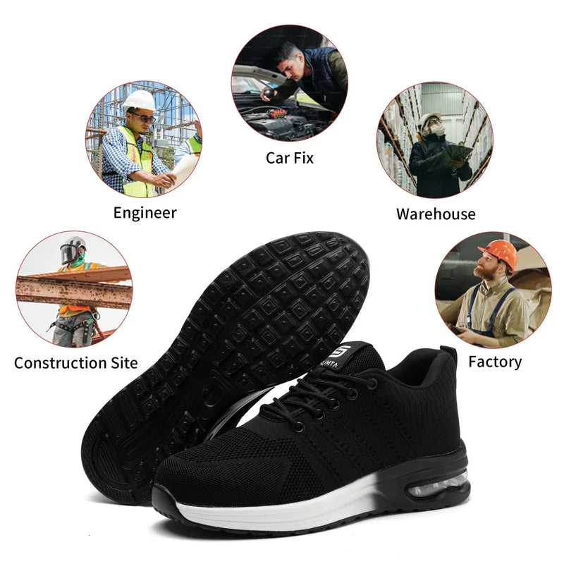 Flyer White Safety Shoes – Lightweight Steel Toe Comfort - SLIMTA