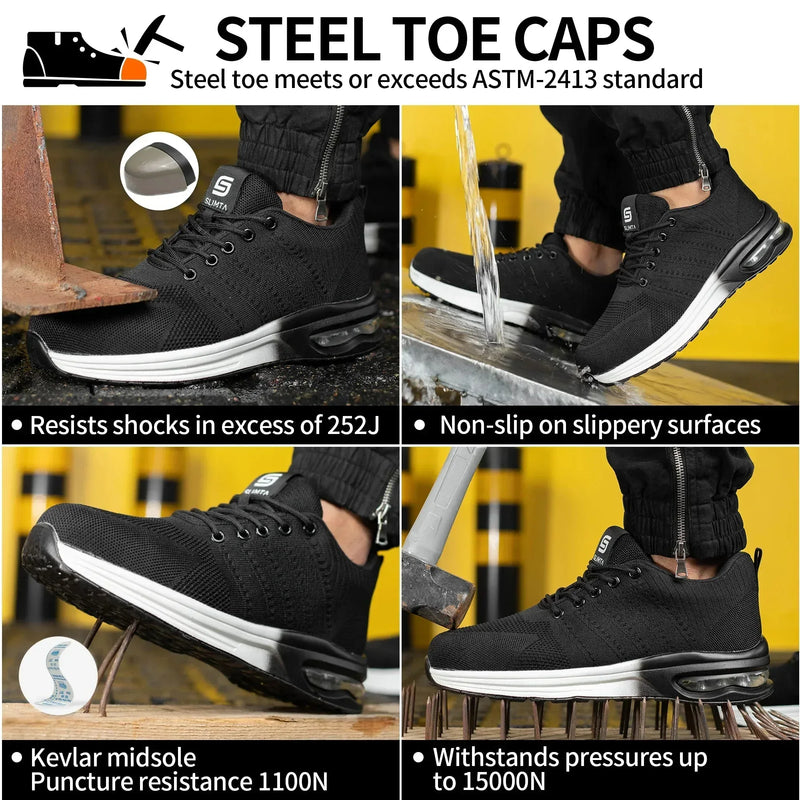 Flyer White Safety Shoes – Lightweight Steel Toe Comfort - SLIMTA