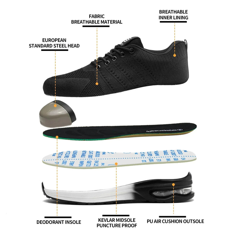 Flyer White Safety Shoes – Lightweight Steel Toe Comfort - SLIMTA