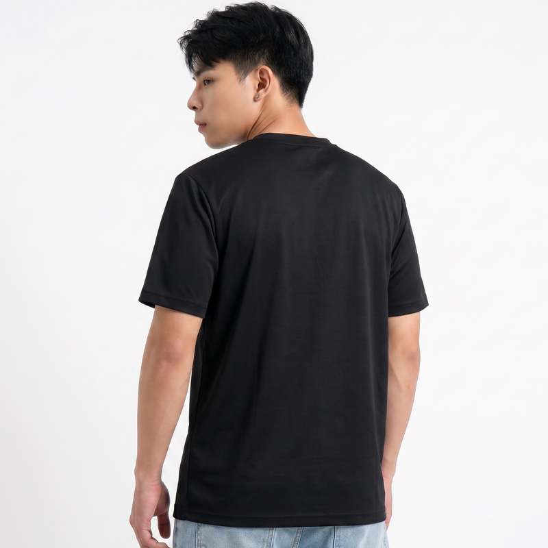 SLIMTA Men's Dry Fit T-Shirt – Jet Black | Lightweight Moisture-Wicking Crew Neck Tee | Everyday Casual & Active Wear