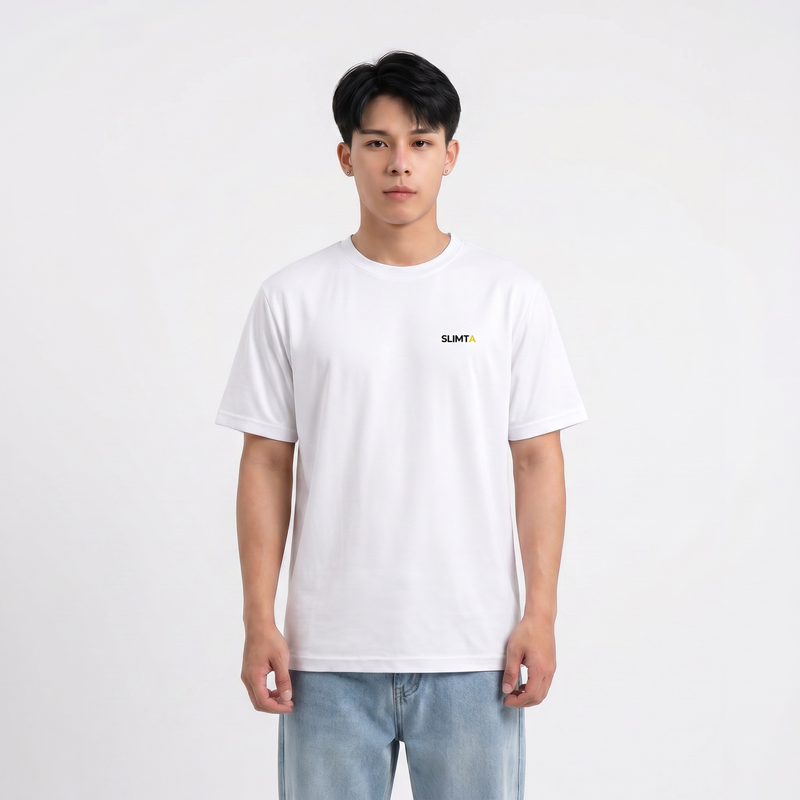 SLIMTA Men's Dry Fit T-Shirt – Crisp White | Lightweight Moisture-Wicking Crew Neck Tee | Everyday Casual & Active Wear