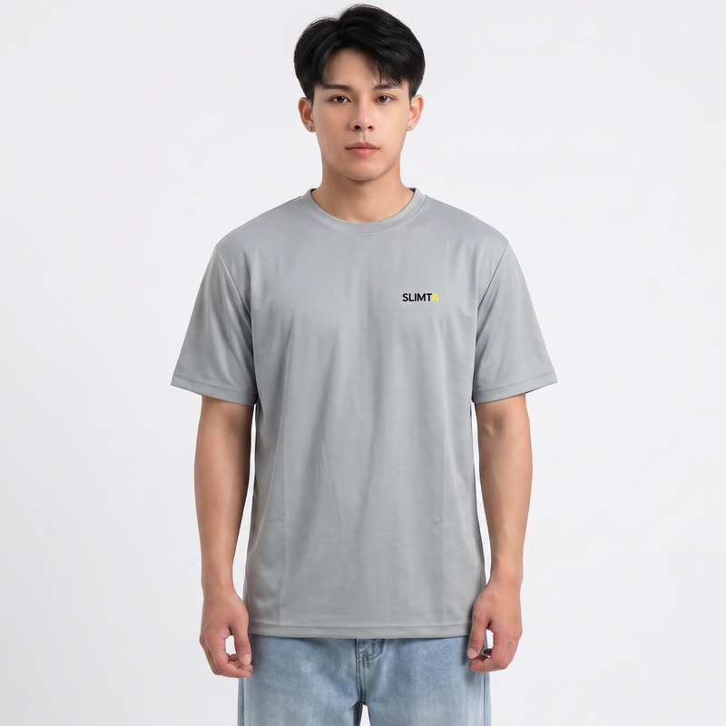 SLIMTA Men's Dry Fit T-Shirt – Pebble Grey | Lightweight Moisture-Wicking Crew Neck Tee | Everyday Casual & Active Wear