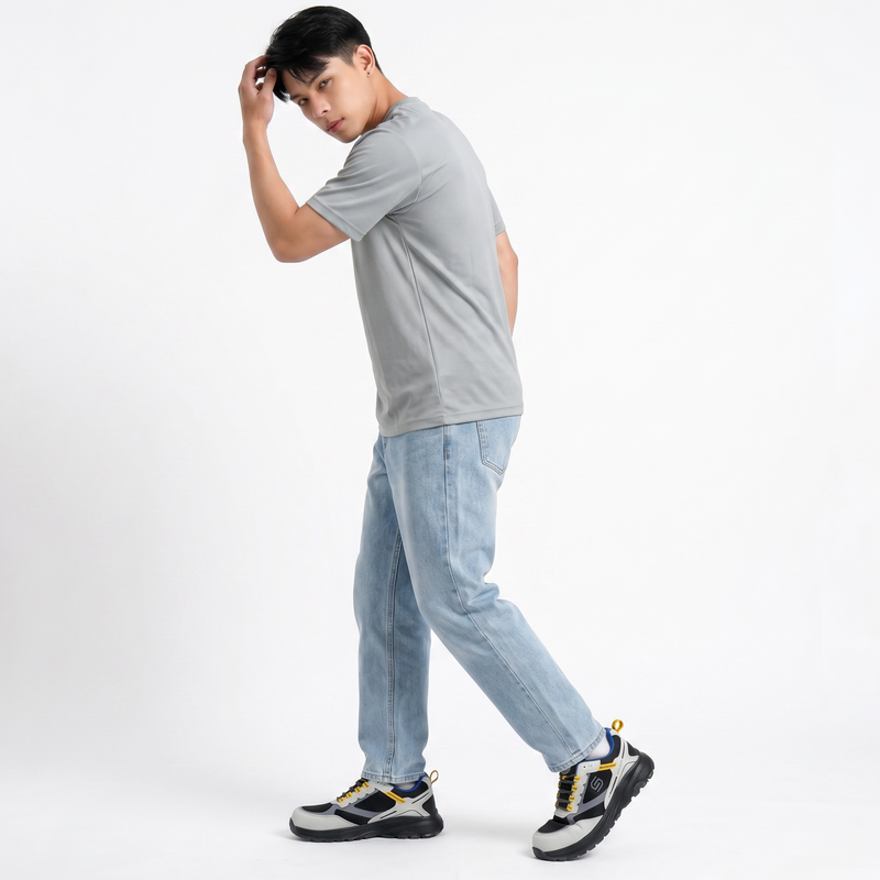 SLIMTA Men's Dry Fit T-Shirt – Pebble Grey | Lightweight Moisture-Wicking Crew Neck Tee | Everyday Casual & Active Wear