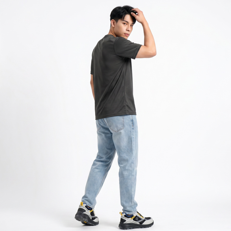 SLIMTA Men's Dry Fit T-Shirt – Charcoal | Lightweight Moisture-Wicking Crew Neck Tee | Everyday Casual & Active Wear