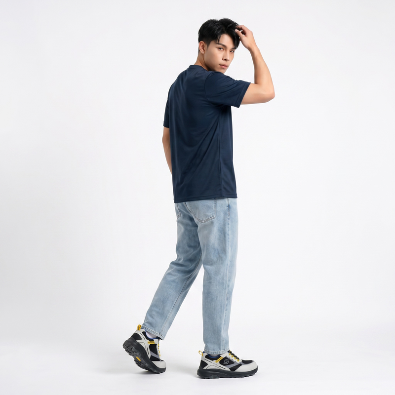 SLIMTA Men's Dry Fit T-Shirt – Navy Blue | Lightweight Moisture-Wicking Crew Neck Tee | Everyday Casual & Active Wear