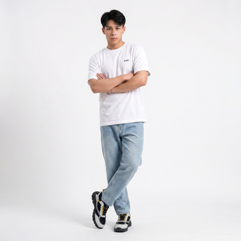 SLIMTA Men's Dry Fit T-Shirt – Crisp White | Lightweight Moisture-Wicking Crew Neck Tee | Everyday Casual & Active Wear