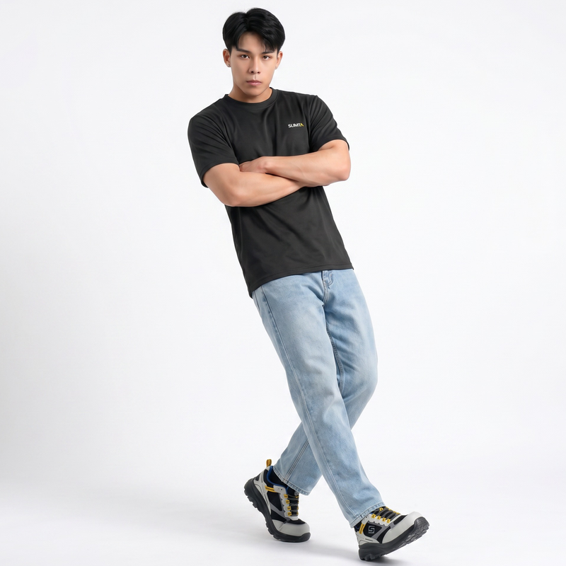SLIMTA Men's Dry Fit T-Shirt – Charcoal | Lightweight Moisture-Wicking Crew Neck Tee | Everyday Casual & Active Wear