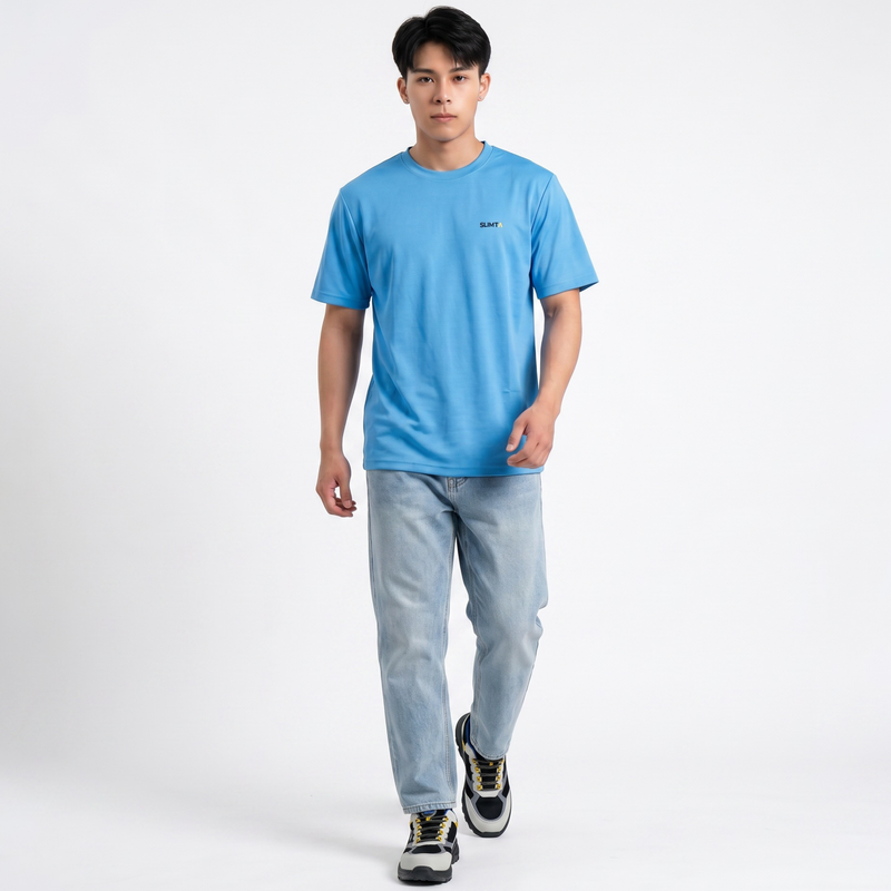 SLIMTA Men's Dry Fit T-Shirt – Sky Blue | Lightweight Moisture-Wicking Crew Neck Tee | Everyday Casual & Active Wear