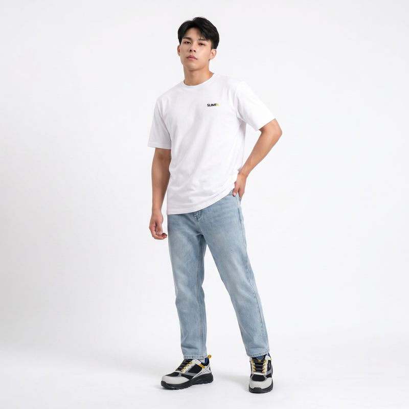 SLIMTA Men's Dry Fit T-Shirt – Crisp White | Lightweight Moisture-Wicking Crew Neck Tee | Everyday Casual & Active Wear