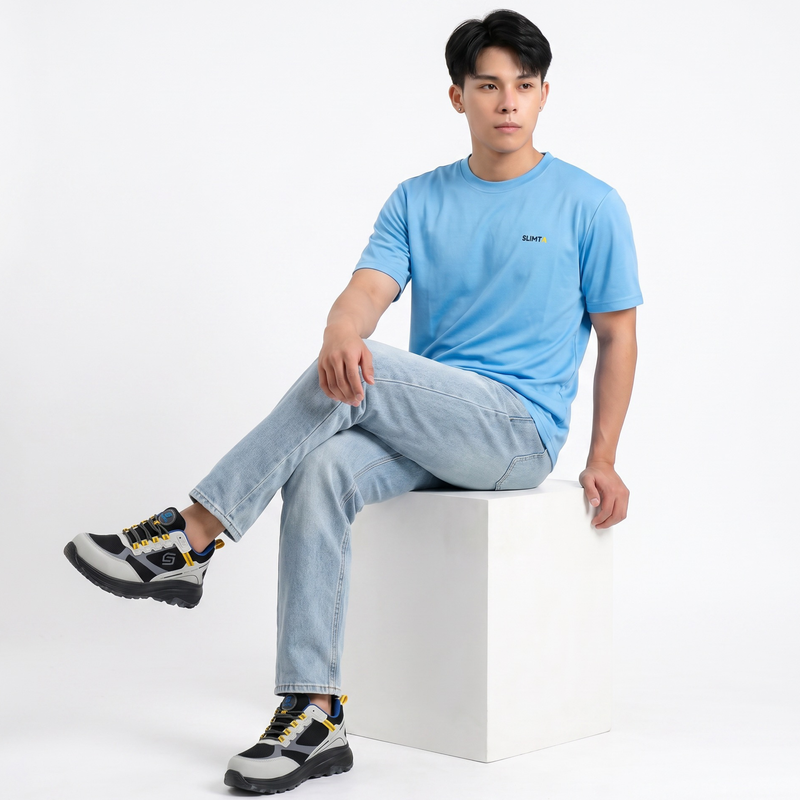 SLIMTA Men's Dry Fit T-Shirt – Sky Blue | Lightweight Moisture-Wicking Crew Neck Tee | Everyday Casual & Active Wear