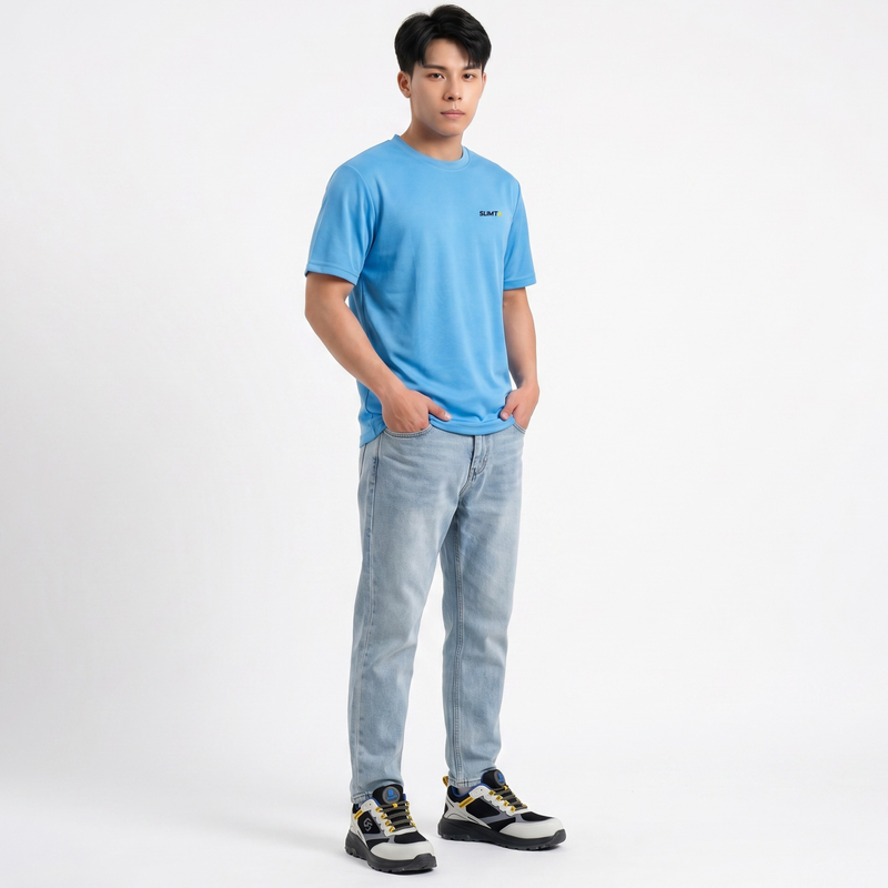 SLIMTA Men's Dry Fit T-Shirt – Sky Blue | Lightweight Moisture-Wicking Crew Neck Tee | Everyday Casual & Active Wear