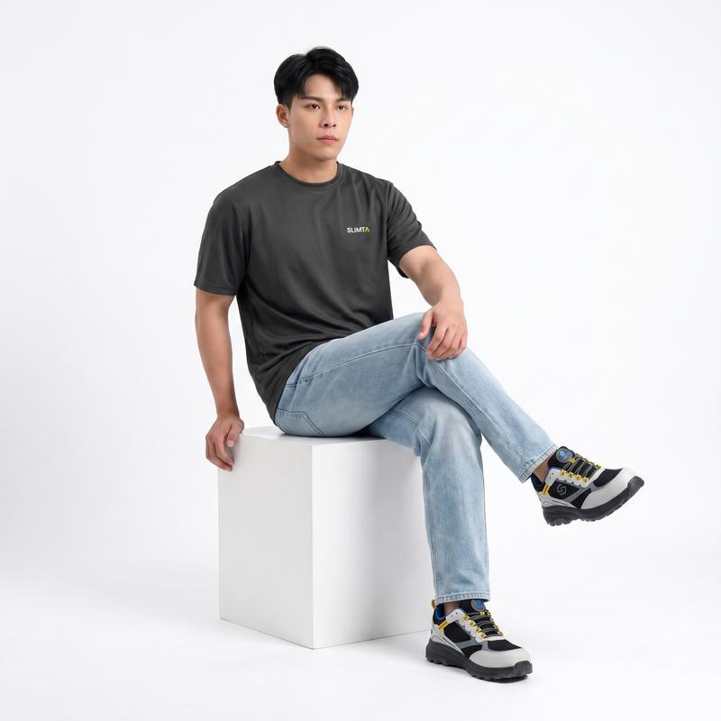 SLIMTA Men's Dry Fit T-Shirt – Charcoal | Lightweight Moisture-Wicking Crew Neck Tee | Everyday Casual & Active Wear