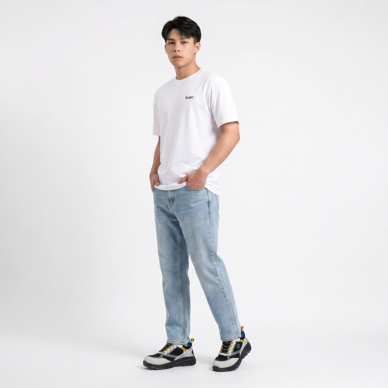 SLIMTA Men's Dry Fit T-Shirt – Crisp White | Lightweight Moisture-Wicking Crew Neck Tee | Everyday Casual & Active Wear
