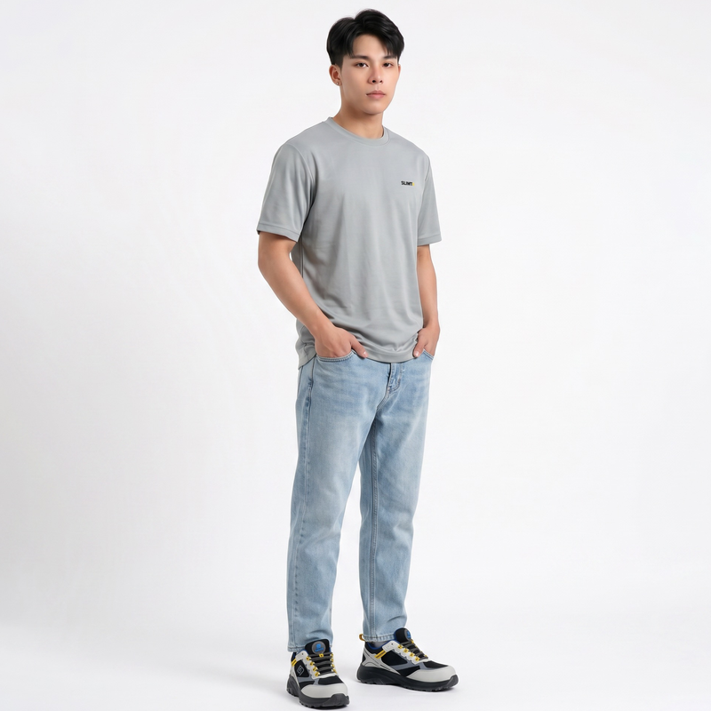 SLIMTA Men's Dry Fit T-Shirt – Pebble Grey | Lightweight Moisture-Wicking Crew Neck Tee | Everyday Casual & Active Wear
