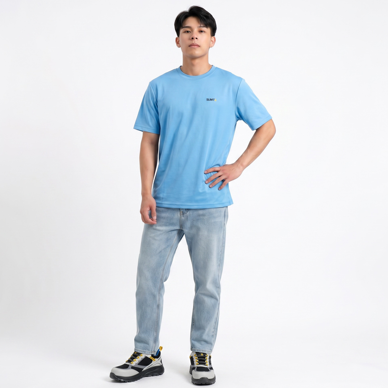 SLIMTA Men's Dry Fit T-Shirt – Sky Blue | Lightweight Moisture-Wicking Crew Neck Tee | Everyday Casual & Active Wear