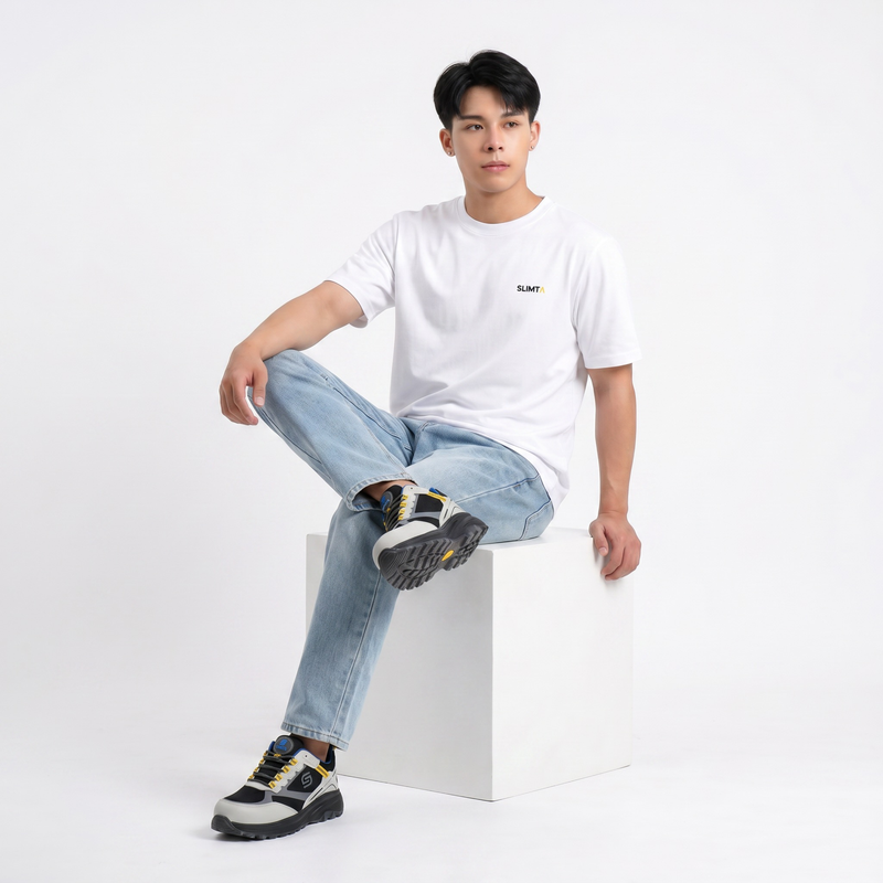 SLIMTA Men's Dry Fit T-Shirt – Crisp White | Lightweight Moisture-Wicking Crew Neck Tee | Everyday Casual & Active Wear
