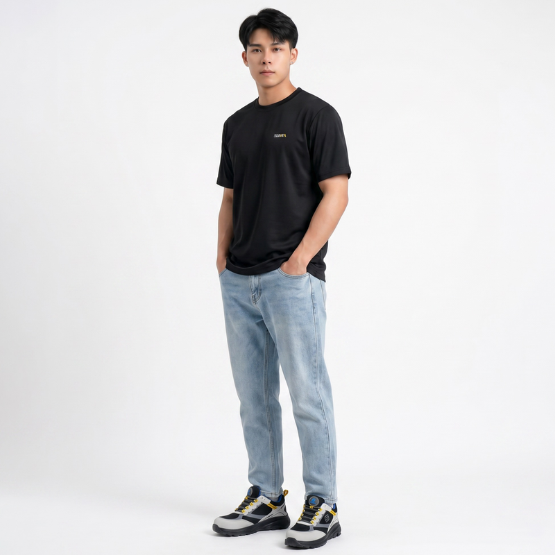 SLIMTA Men's Dry Fit T-Shirt – Jet Black | Lightweight Moisture-Wicking Crew Neck Tee | Everyday Casual & Active Wear