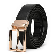 Men's Genuine Leather Reversible Belt Black Croc Pattern with Rotatable Buckle