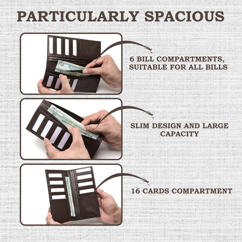 SLIMTA Men's Genuine Leather Wallet RFID Protected with 6 Card Slots