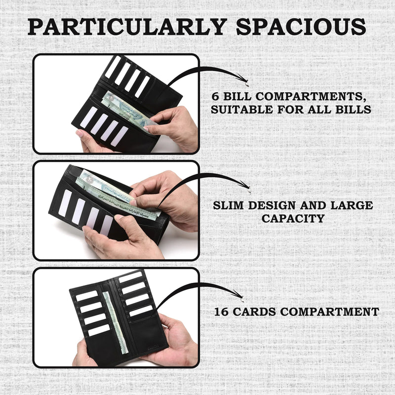 SLIMTA Men's Genuine Leather Wallet RFID Protected with 6 Card Slots