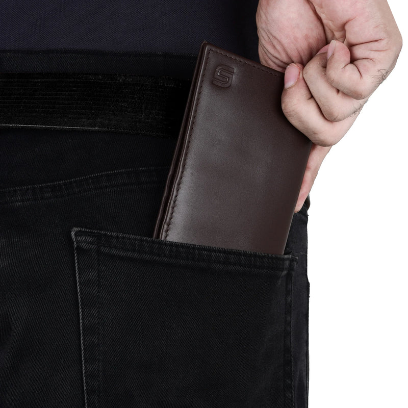 SLIMTA Men's Genuine Leather Wallet RFID Protected with 6 Card Slots