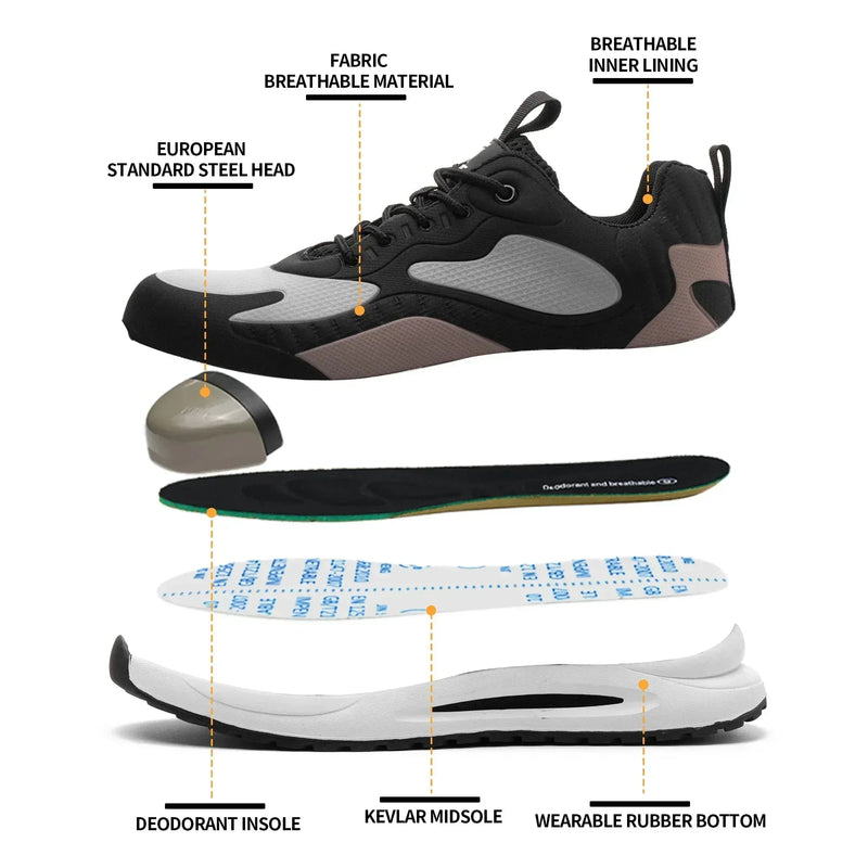 Defender Grey Safety Shoes – Steel Toe, Slip Resistant & Lightweight - SLIMTA