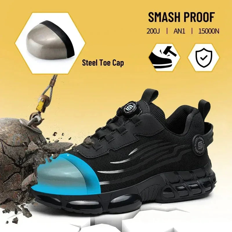 S804 Black Safety Shoes – Steel Toe, Lightweight - SLIMTA