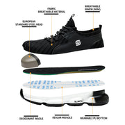 SLIMTA lightweight breathable safety shoe with steel toe, deodorant insole, and Kevlar midsole