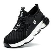 SLIMTA black lightweight safety shoe with white sole, sporty workwear style, UAE